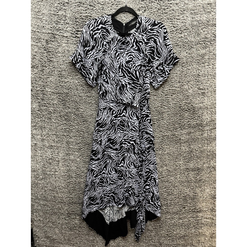 Proenza Schouler Short Sleeve Draped Dress Hourglass Animal Print Crew Neck 0